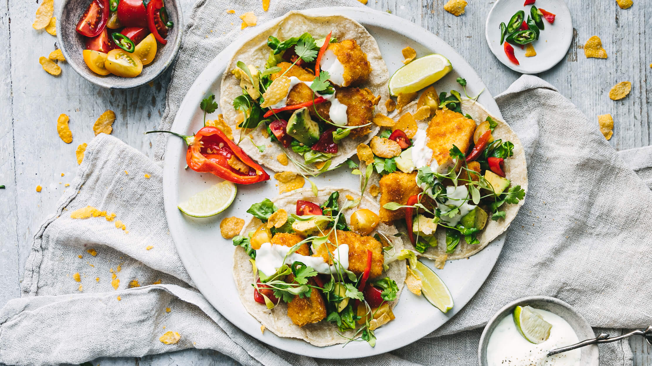 Tacos de pescado empanizado