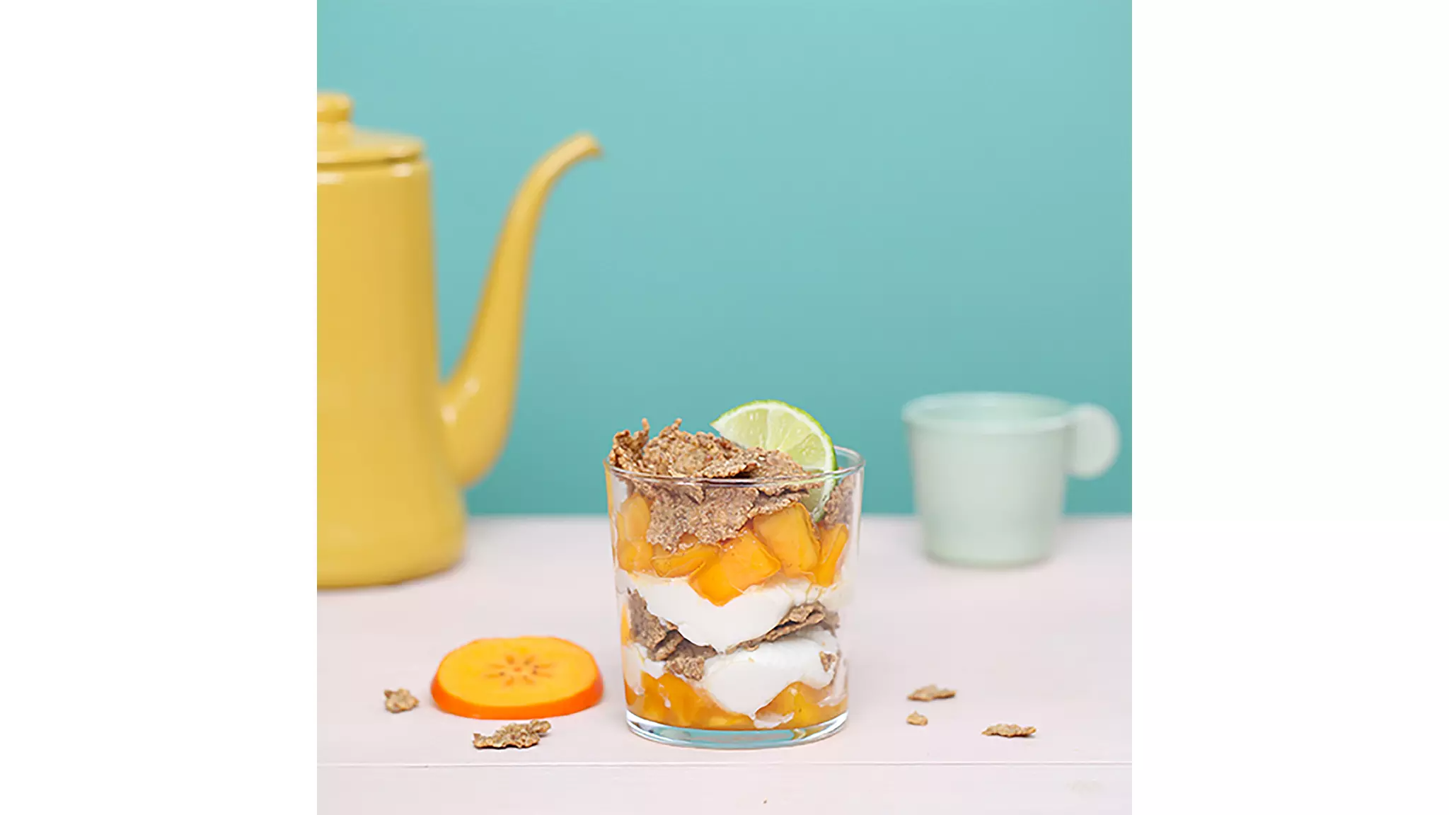 Verrines de caqui y crema ligera