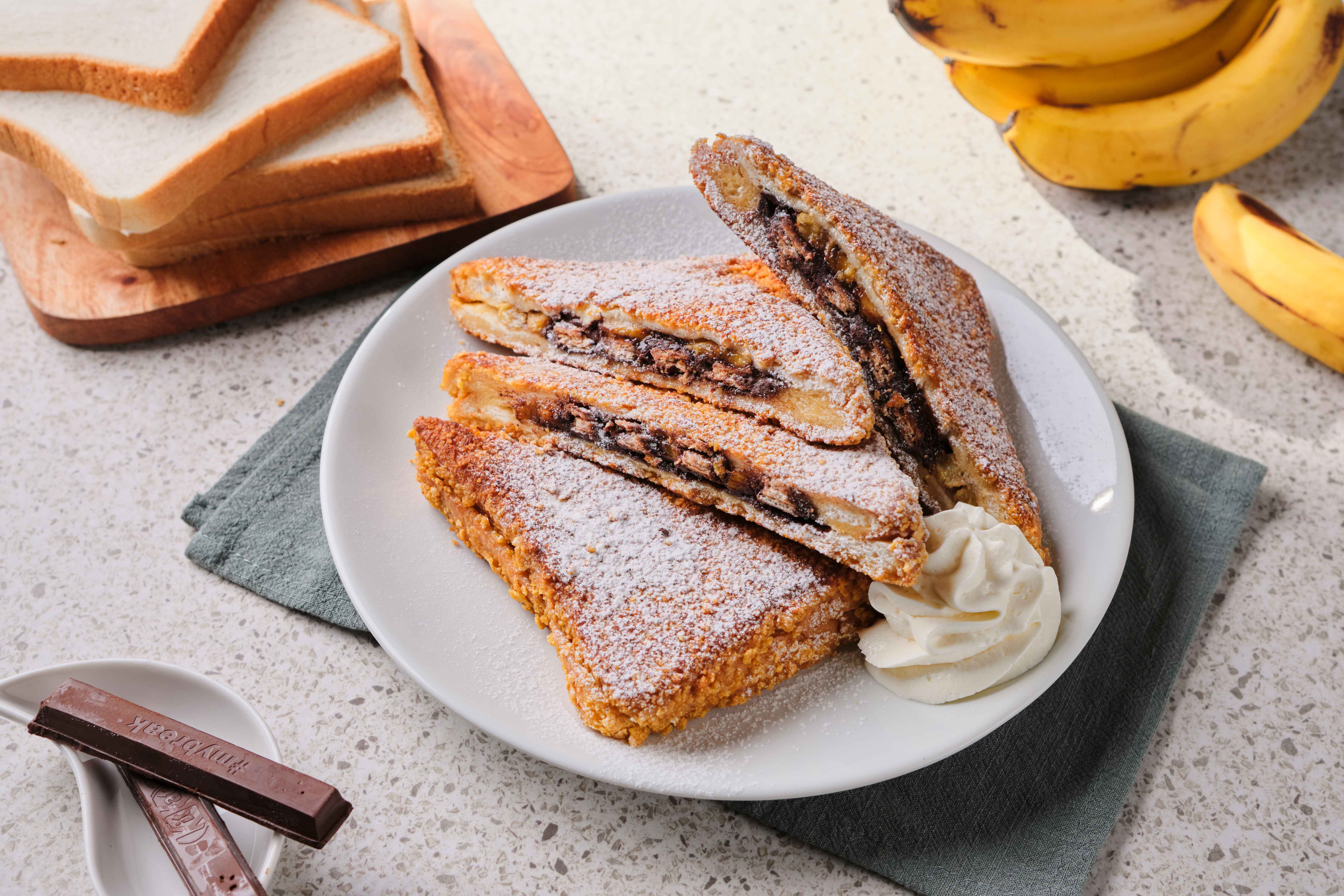 Corn Flakes Crusted Chocolate and Banana French Toast