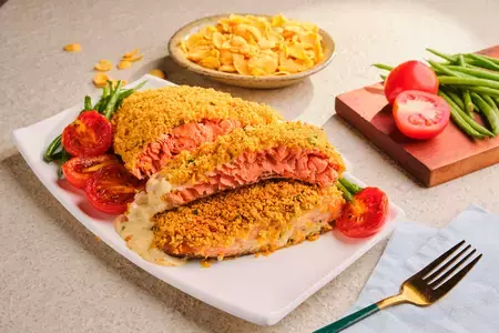 Corn Flakes Crusted Baked Salmon
