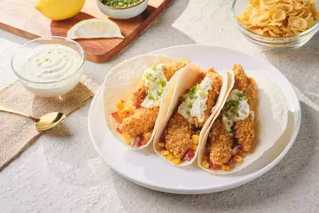 Corn Flakes Coated Fish Tacos