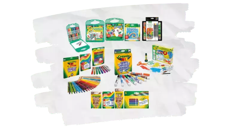Crayola Prizes on paper Background