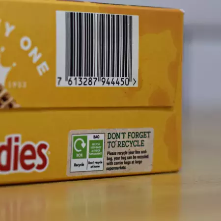 Shreddies box recycling logo