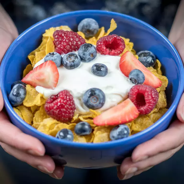 A bowl of Go Free Honey Flakes