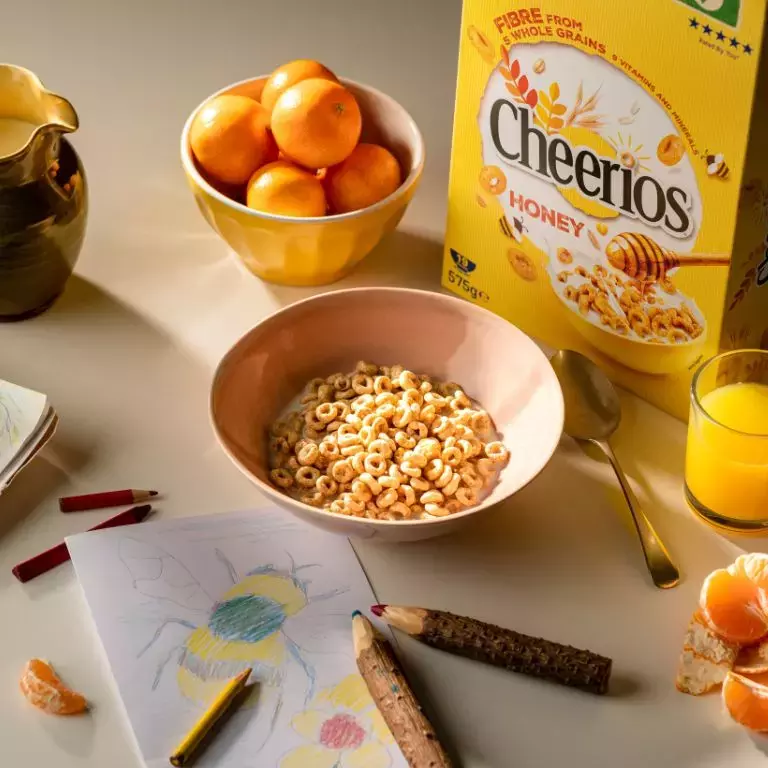 A bowl of Honey Cheerios Cereal