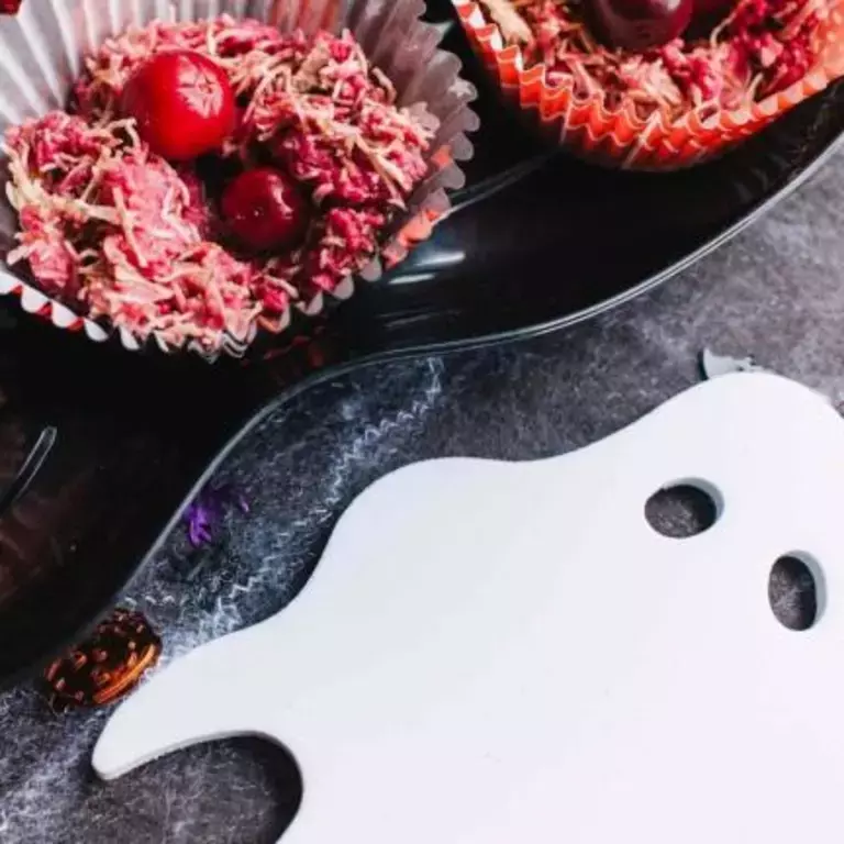 Shredded Wheat red halloween cupcakes on a tray