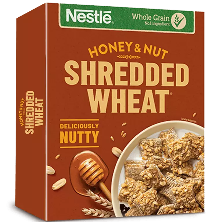 Shredded Wheat Honey Nut cereal box