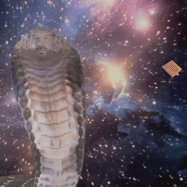 Nick Knowles as a snake in space