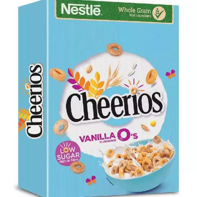 Low sugar vanilla cheerios cereal box