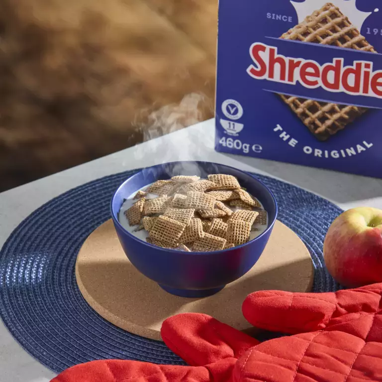Shreddies cereal with hot milk