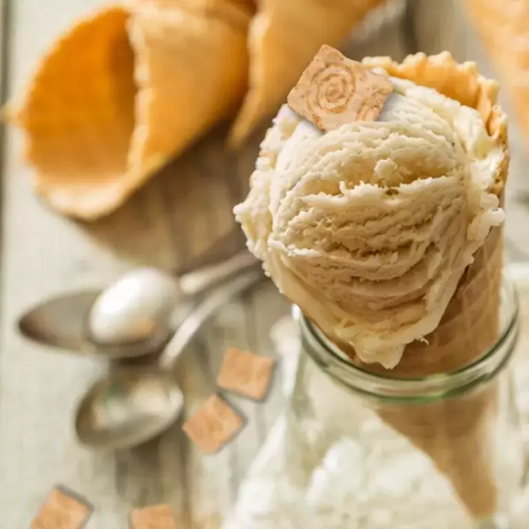 Curiously Cinnamon x Carnation No Churn Ice Cream in cone
