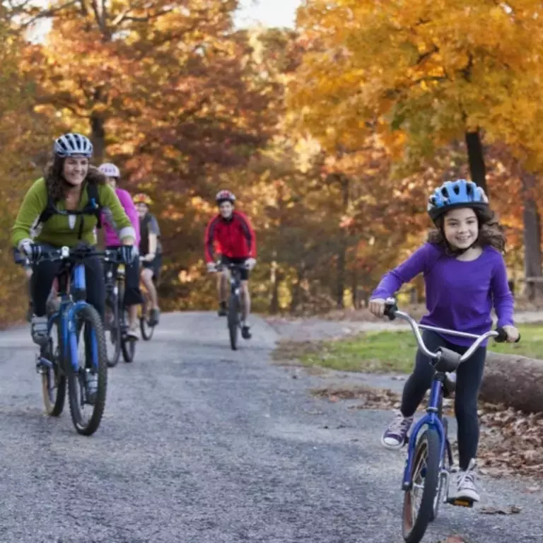 Family on bike ride