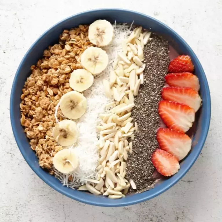 Bowl of pre-prepared cereal toppings
