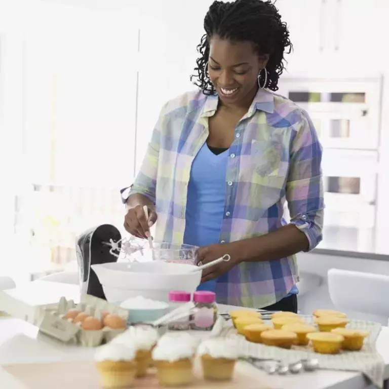 Woman baking in kitchen
