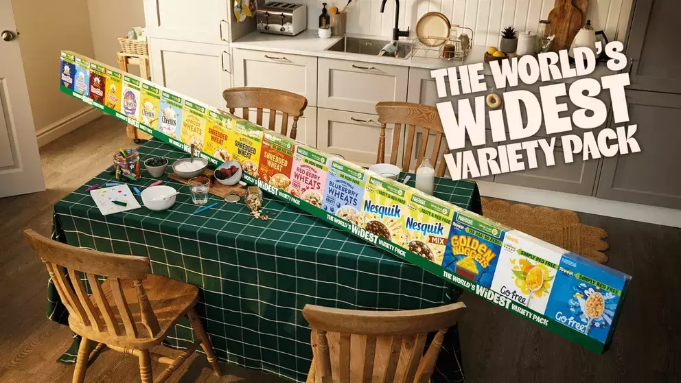 World's Widest Variety Pack on a kitchen table