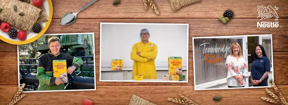 Farmer, factory worked and community team with Shredded Wheat