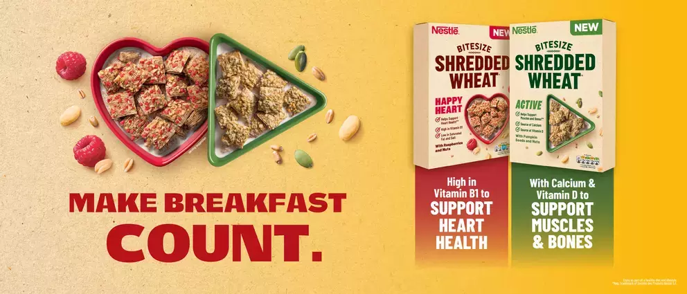 Make Breakfast Count. Shredded Wheat Healthy Heart and Active cereals