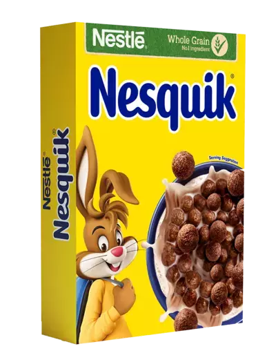 Nesquik chocolate cereal 2023 pack shot